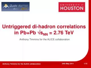 Untriggered di-hadron correlations in Pb+Pb ?s NN = 2.76 TeV