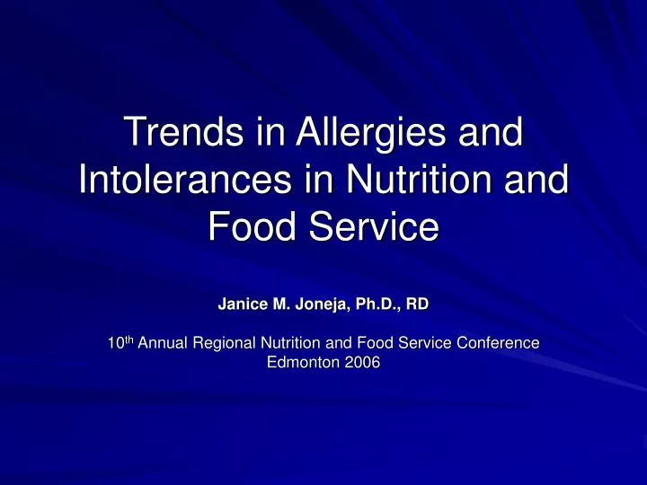 trends in allergies and intolerances in nutrition and food service