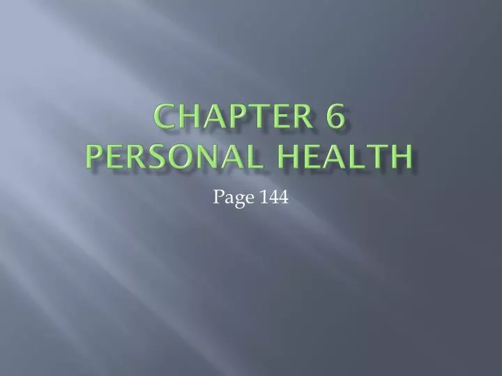 chapter 6 personal health