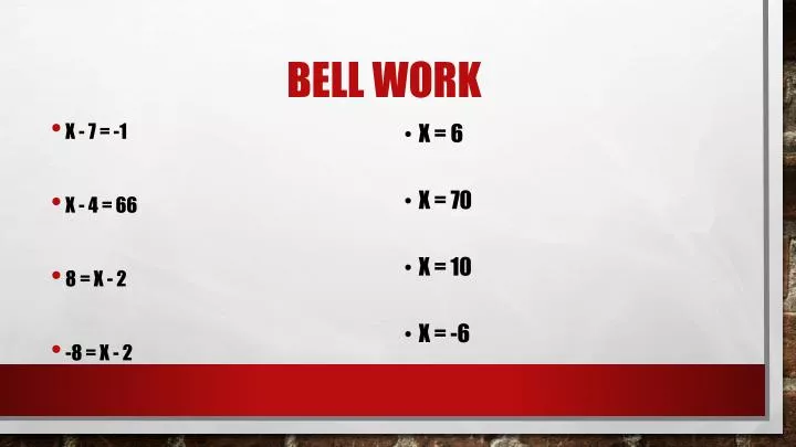 bell work