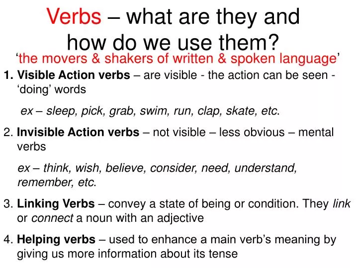 verbs what are they and how do we use them