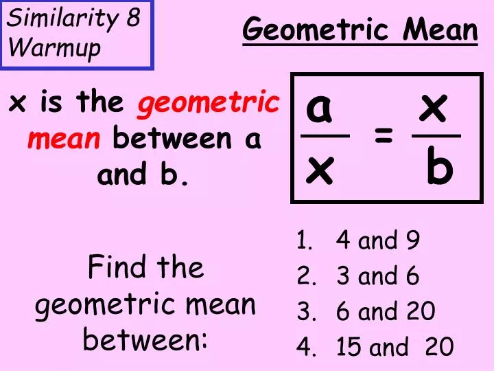 find the geometric mean between