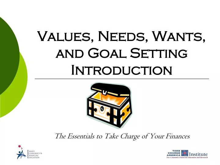 values needs wants and goal setting introduction