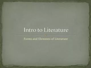 Intro to Literature