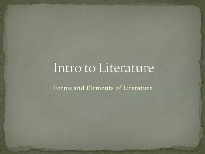 intro to literature