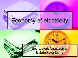 Economy of electricity