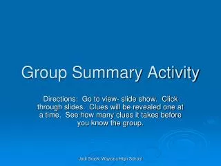 Group Summary Activity