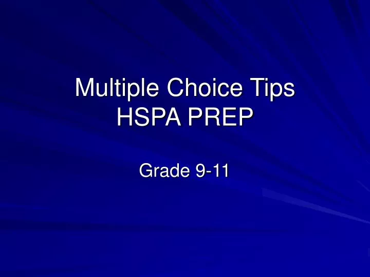 multiple choice tips hspa prep