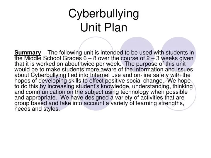 cyberbullying unit plan