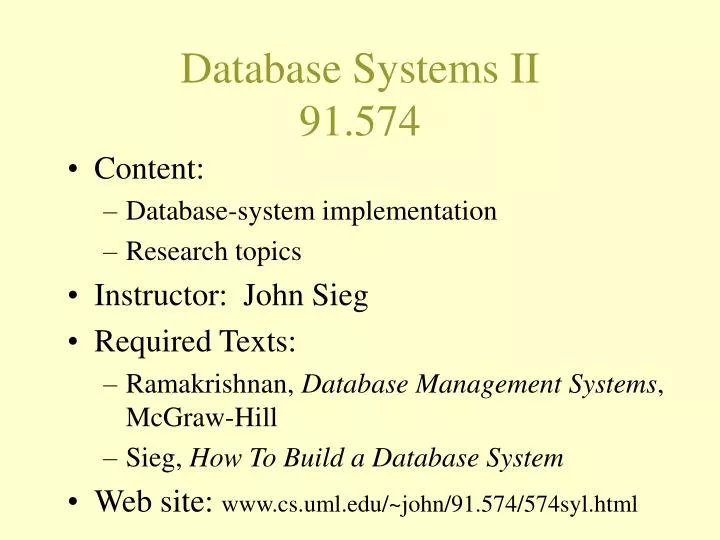 database systems ii 91 574