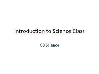 Introduction to Science Class