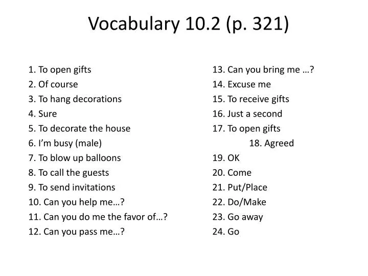 vocabulary 10 2 p 321