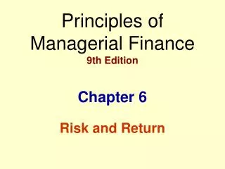 Principles of Managerial Finance 9th Edition