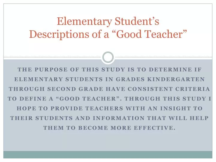 elementary student s descriptions of a good teacher