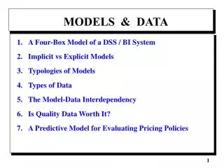 MODELS &amp; DATA