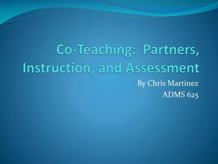 co teaching partners instruction and assessment