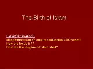 The Birth of Islam