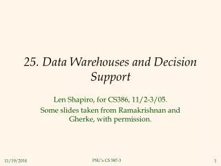 25. Data Warehouses and Decision Support