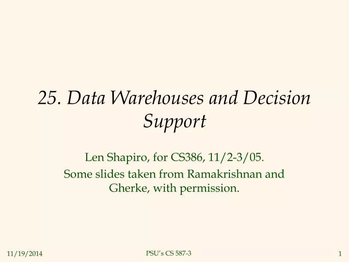 25 data warehouses and decision support