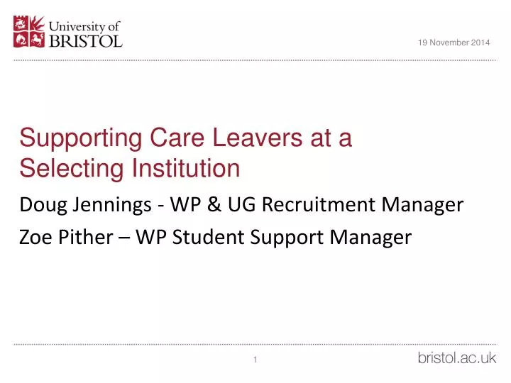 supporting care leavers at a selecting institution