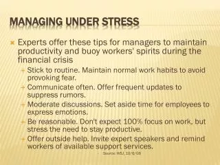 Managing Under Stress