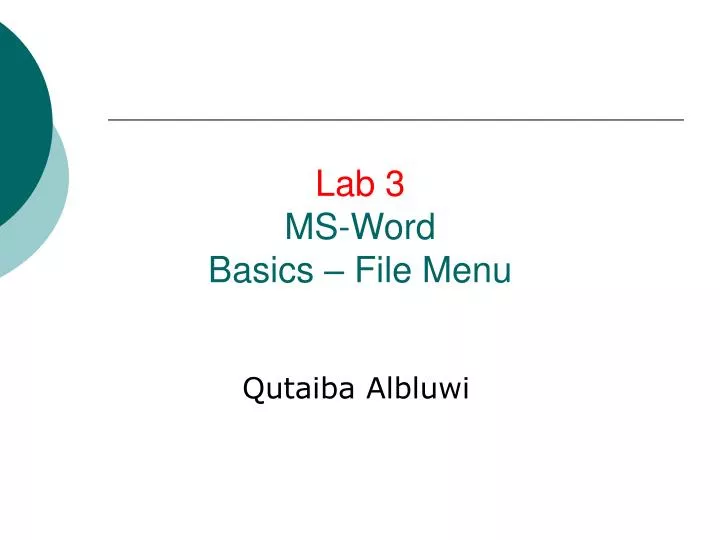 lab 3 ms word basics file menu