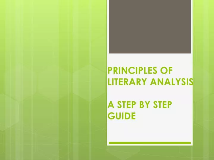 principles of literary analysis a step by step guide