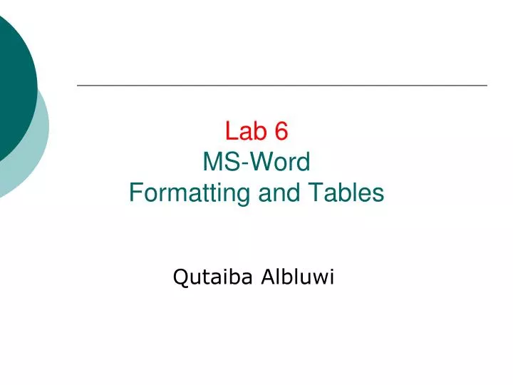 lab 6 ms word formatting and tables