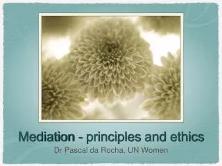 Mediation - principles and ethics