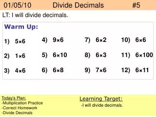 01/05/10 	 Divide Decimals		#5