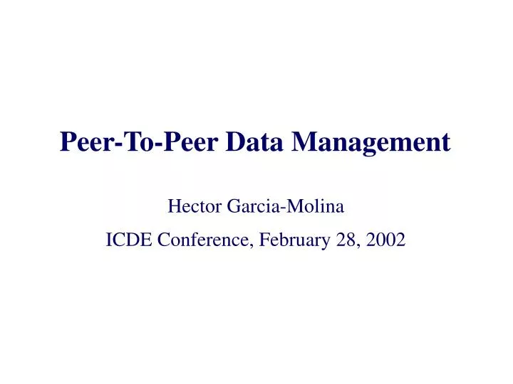 peer to peer data management