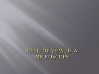 Field of View of a Microscope