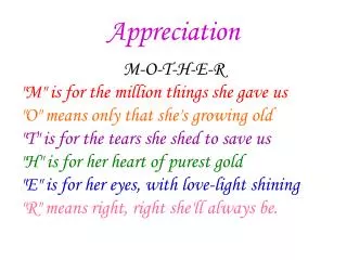 Appreciation