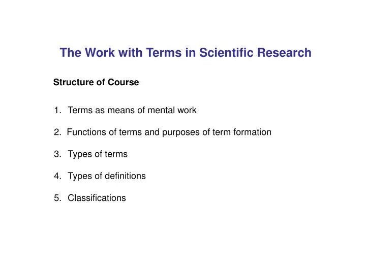 the work with terms in scientific research