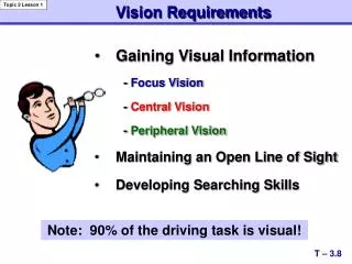 Gaining Visual Information - Focus Vision - Central Vision - Peripheral Vision