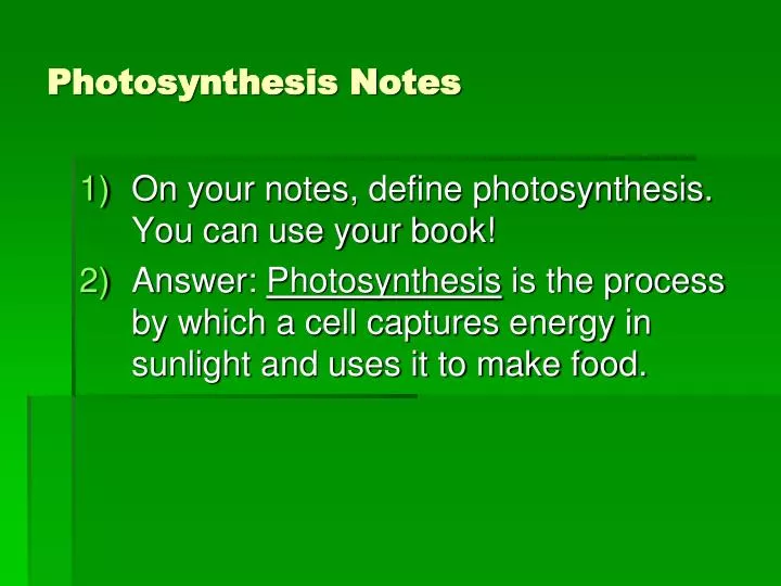 photosynthesis notes