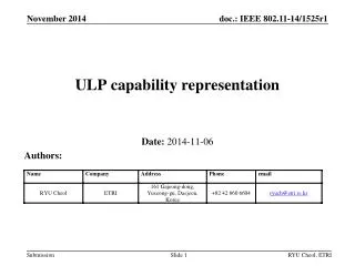 ULP capability representation