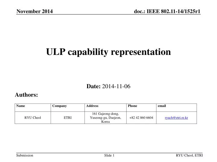 ulp capability representation