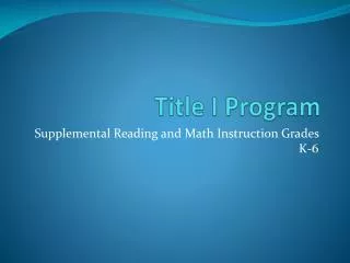 Title I Program