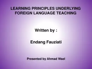 LEARNING PRINCIPLES UNDERLYING FOREIGN LANGUAGE TEACHING