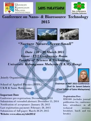 Conference on Nano- &amp; Bioresource Technology 2015