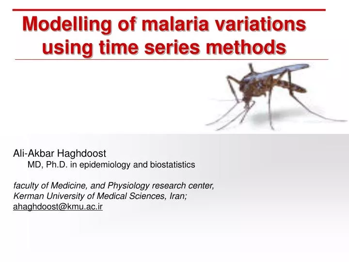 modelling of malaria variations using time series methods