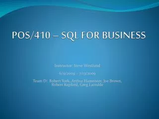 POS/410 – SQL FOR BUSINESS