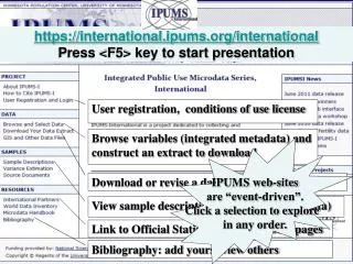 https://international.ipums/international Press &lt;F5&gt; key to start presentation