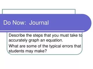 do now journal