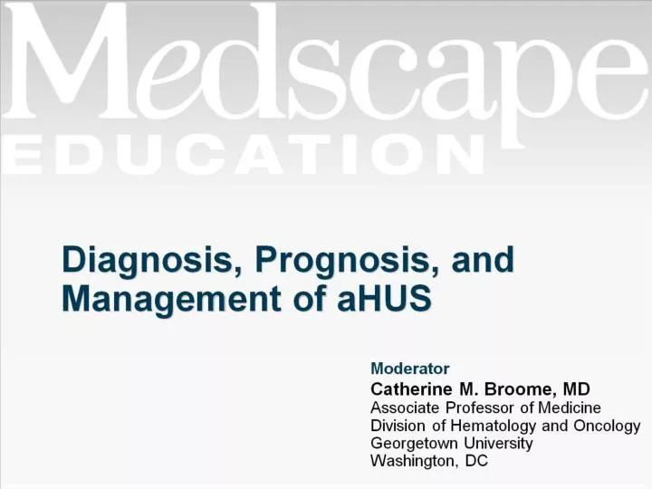diagnosis prognosis and management of ahus
