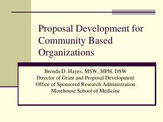 Proposal Development for Community Based Organizations