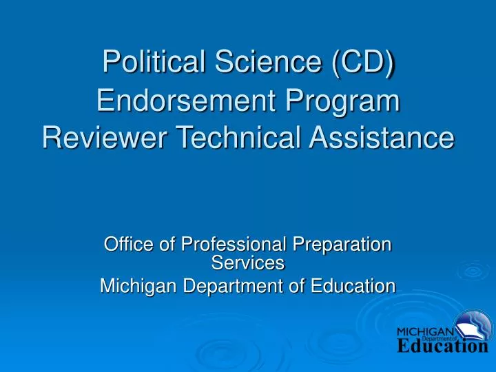 political science cd endorsement program reviewer technical assistance