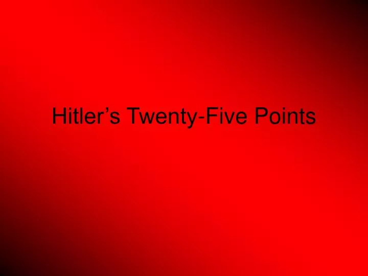 hitler s twenty five points