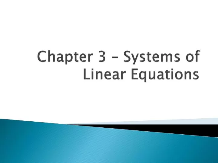 chapter 3 systems of linear equations
